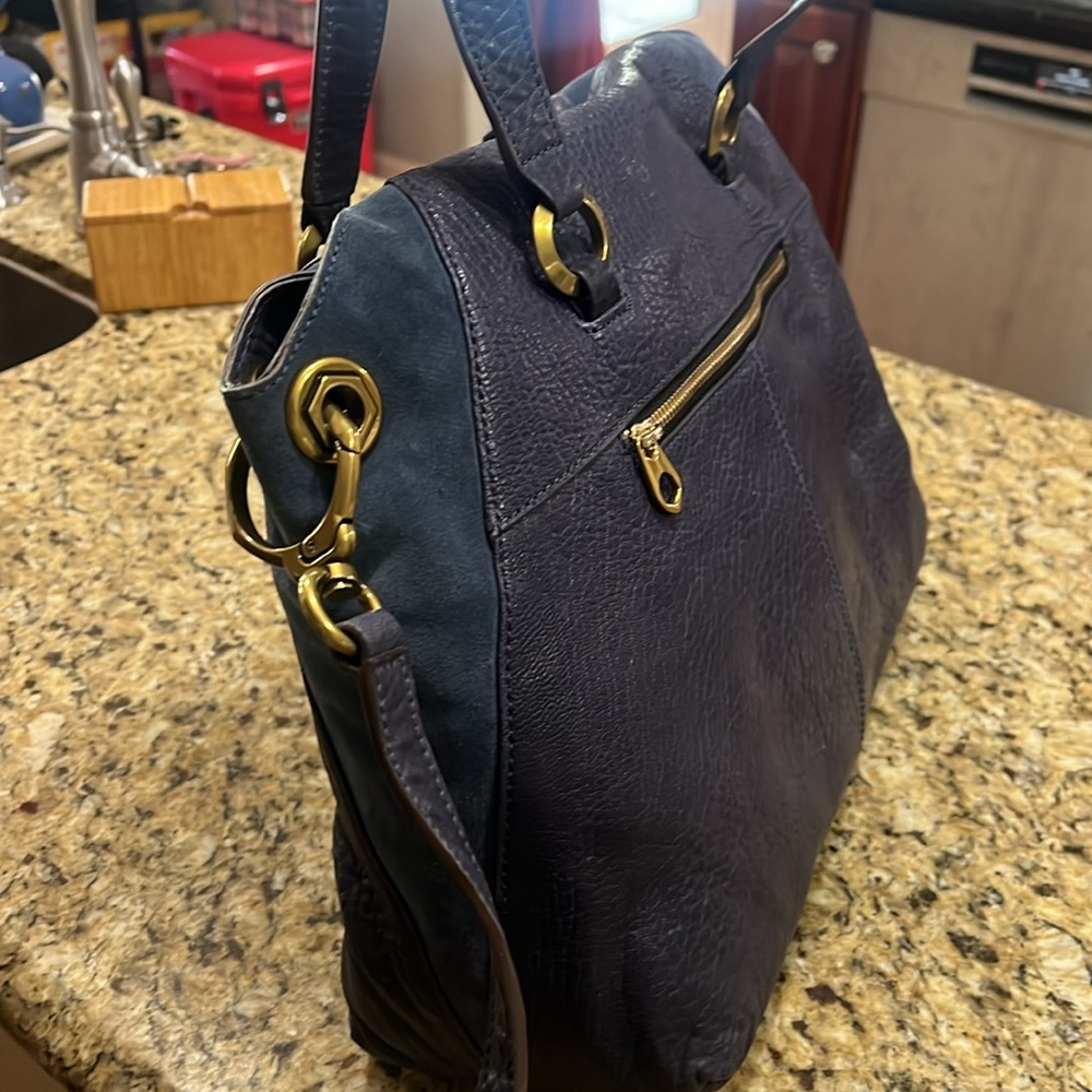 orYANY Navy Leather and Suede Satchel NWT - Picture 4 of 9